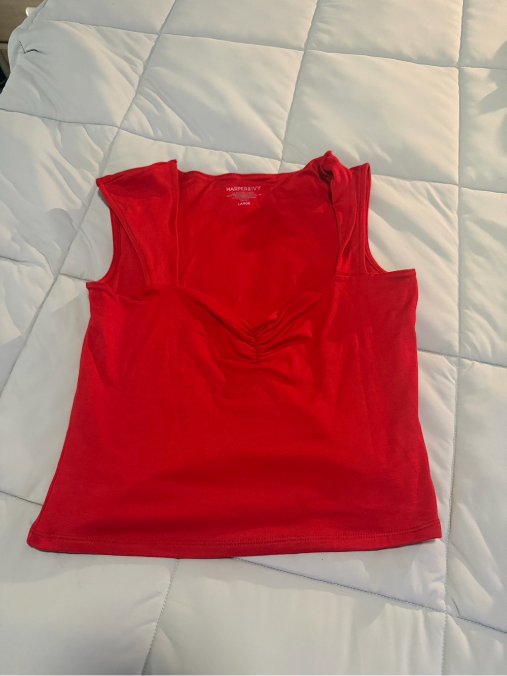 Red Sleeveless V-Neck Tank Top